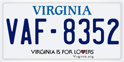 VA license plate VAF8352
