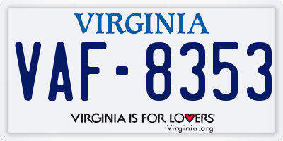 VA license plate VAF8353