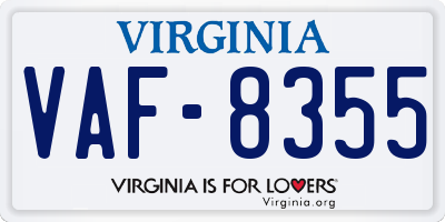 VA license plate VAF8355
