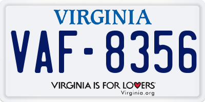 VA license plate VAF8356