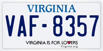 VA license plate VAF8357