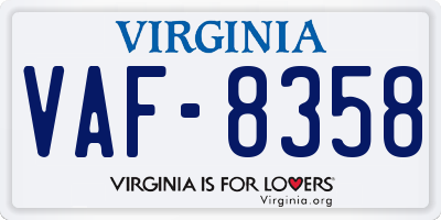 VA license plate VAF8358
