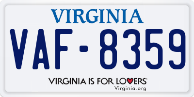 VA license plate VAF8359