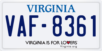 VA license plate VAF8361