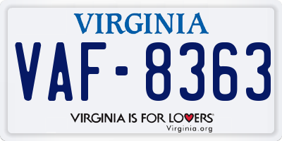 VA license plate VAF8363