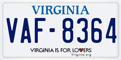 VA license plate VAF8364