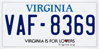 VA license plate VAF8369