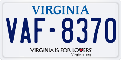 VA license plate VAF8370