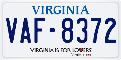 VA license plate VAF8372