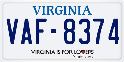 VA license plate VAF8374