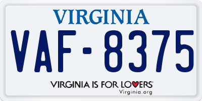 VA license plate VAF8375