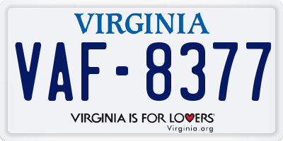 VA license plate VAF8377