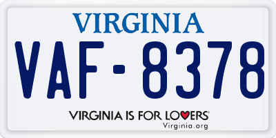 VA license plate VAF8378