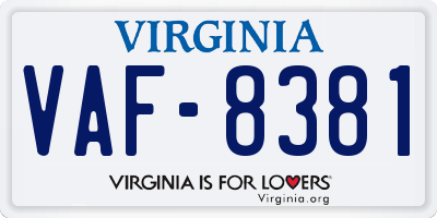 VA license plate VAF8381