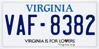 VA license plate VAF8382