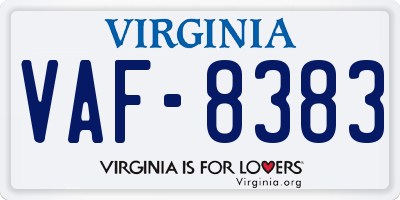 VA license plate VAF8383