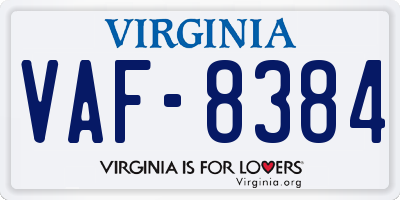 VA license plate VAF8384