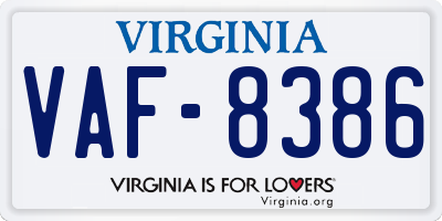 VA license plate VAF8386