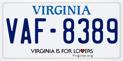 VA license plate VAF8389