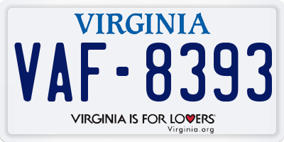 VA license plate VAF8393