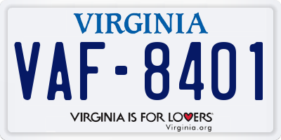 VA license plate VAF8401