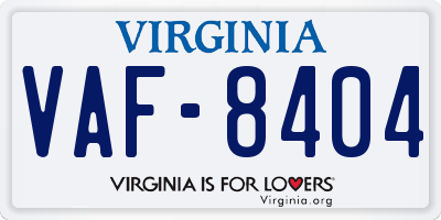 VA license plate VAF8404