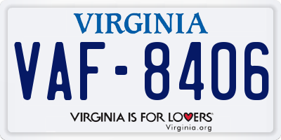 VA license plate VAF8406