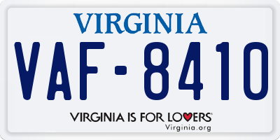 VA license plate VAF8410