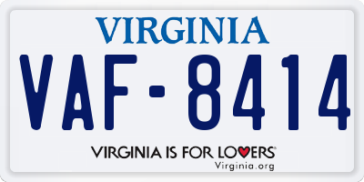 VA license plate VAF8414