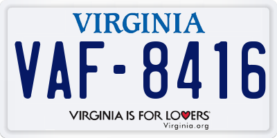 VA license plate VAF8416