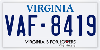 VA license plate VAF8419