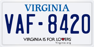 VA license plate VAF8420