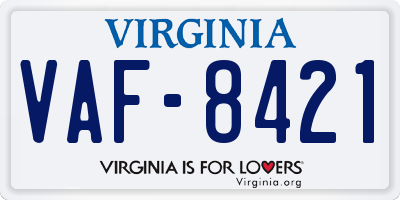 VA license plate VAF8421