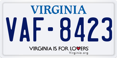VA license plate VAF8423