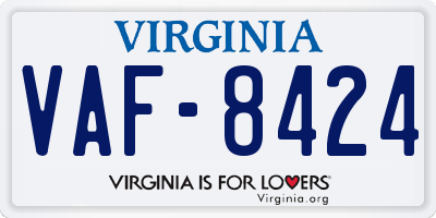 VA license plate VAF8424