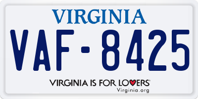 VA license plate VAF8425