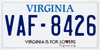 VA license plate VAF8426