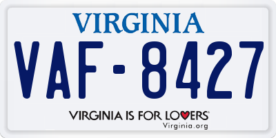 VA license plate VAF8427