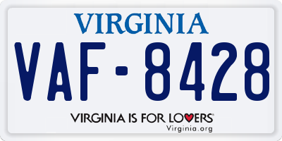 VA license plate VAF8428