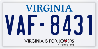 VA license plate VAF8431
