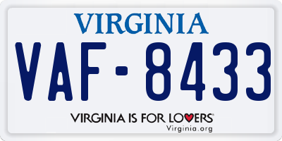 VA license plate VAF8433