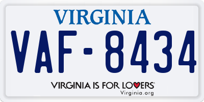 VA license plate VAF8434