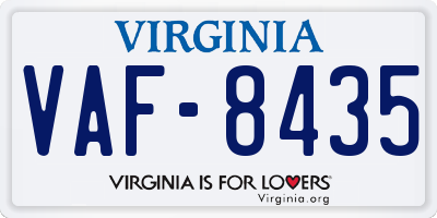 VA license plate VAF8435