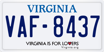 VA license plate VAF8437