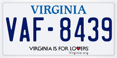 VA license plate VAF8439