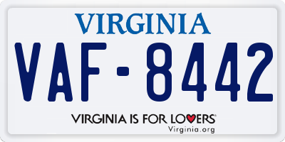 VA license plate VAF8442