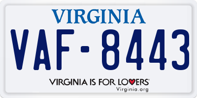 VA license plate VAF8443