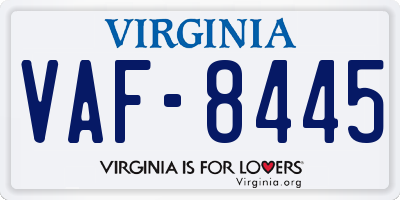 VA license plate VAF8445
