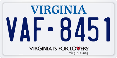 VA license plate VAF8451
