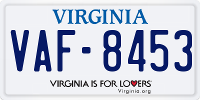 VA license plate VAF8453